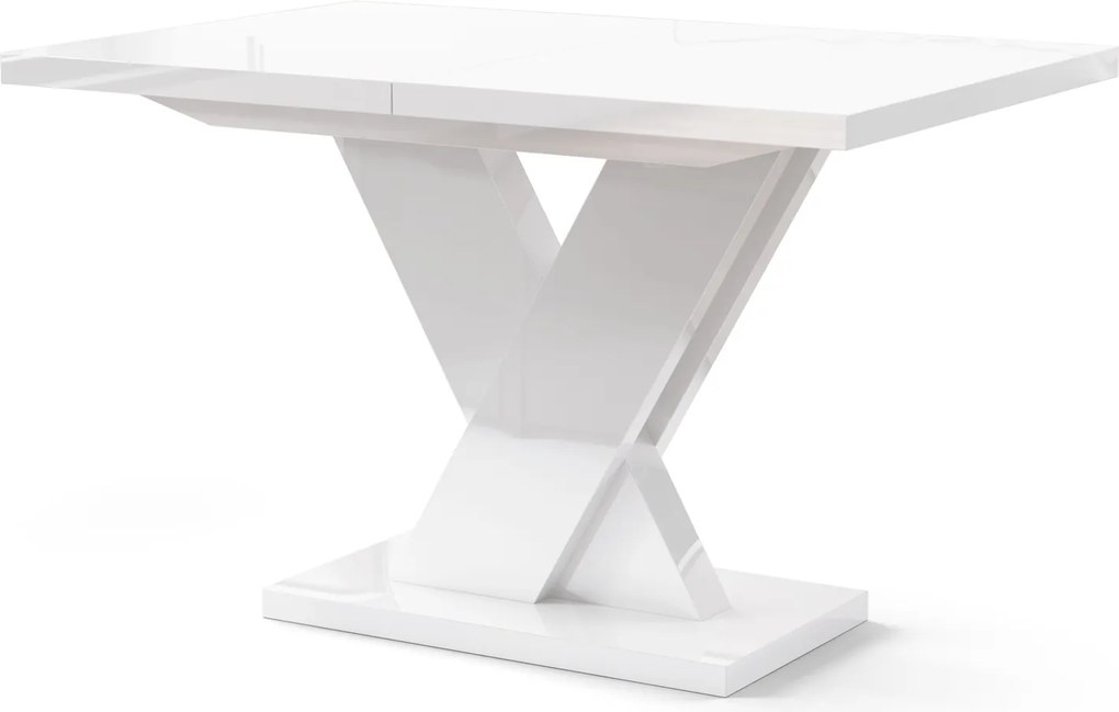 Rozkładany stół w wysokim połysku Dixon biały