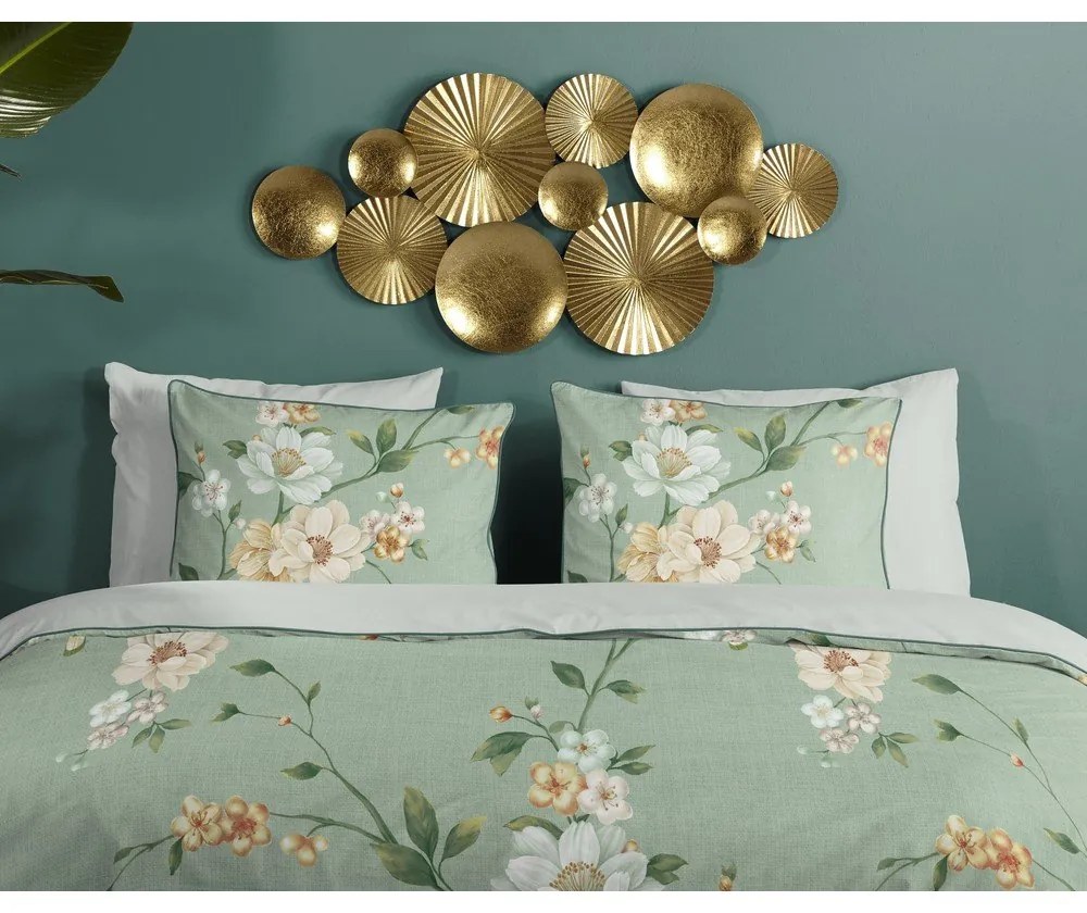 Zielona pościel dwuosobowa z satyny bawełnianej 200x220 cm Sizena – Descanso