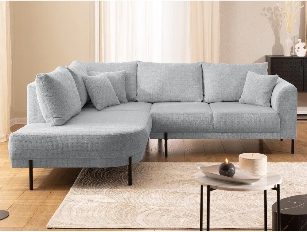 Jasnoszary narożnik z tkaniny szenilowej (lewostronny/w kształcie litery L) Mauris – Ropez