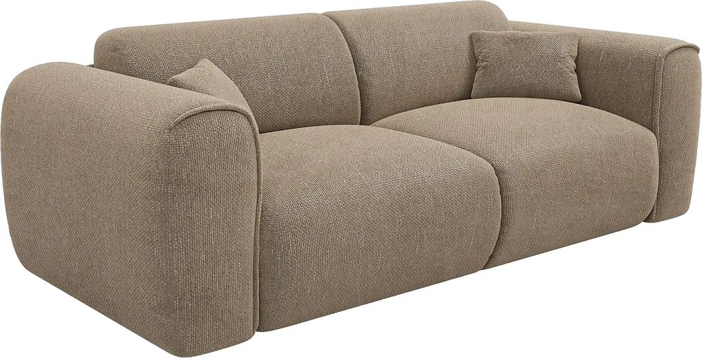 Kanapa 3-osobowa rozkładana typu express z fakturowanej tkaniny w kolorze taupe - Materac 13 cm memory foam POGNIA