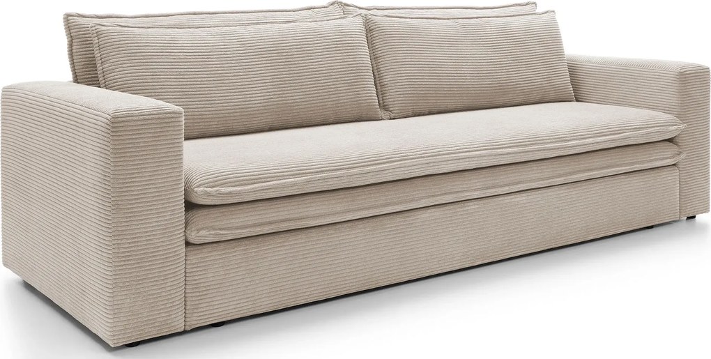 Waniliowa sztruksowa kanapa z pojemnikiem N6-E60