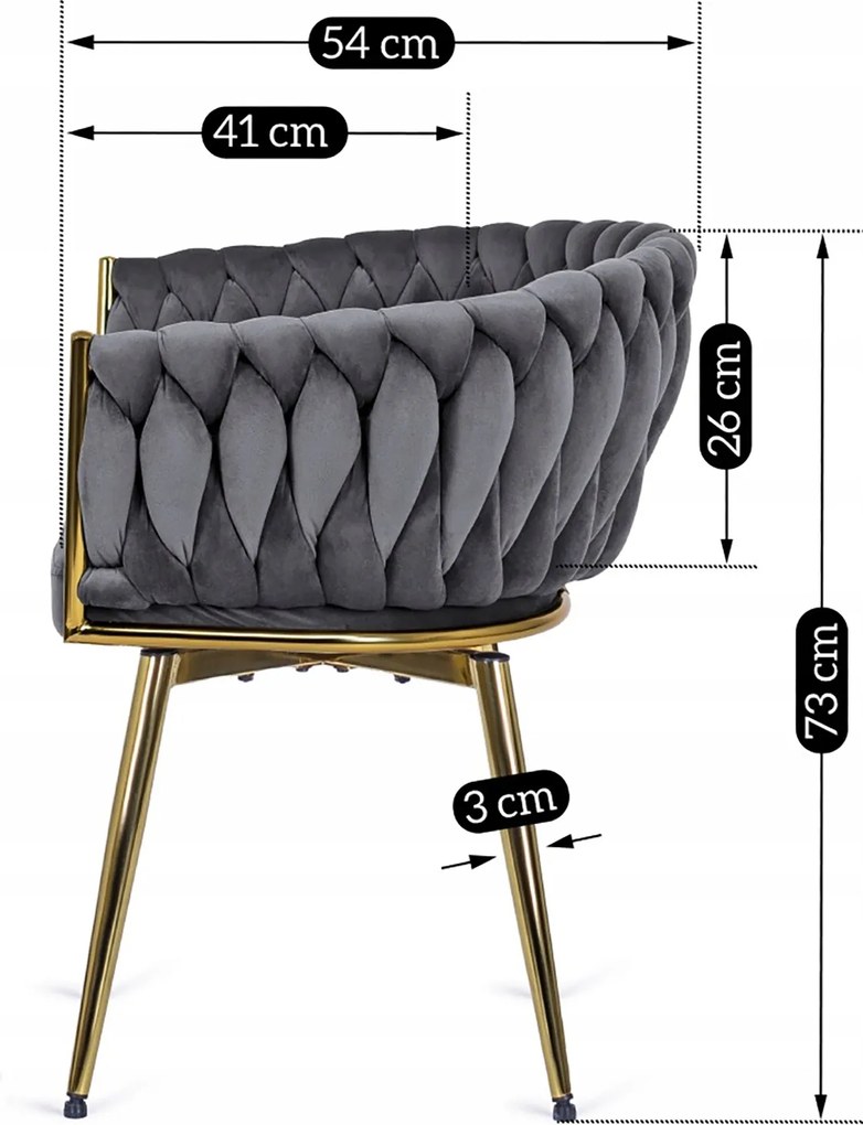 Zestaw Stół Okrągły SALLO 100 cm i 4 Krzesła Tapicerowane RUBI Szare Glamour