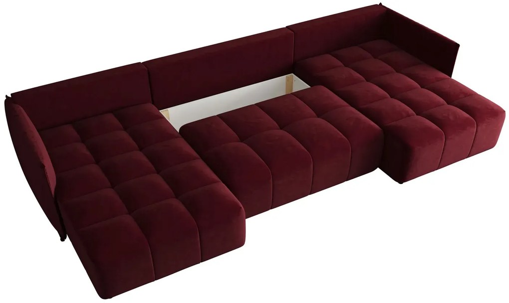 Czerwona sofa z weluru z funkcją spania E5-G33