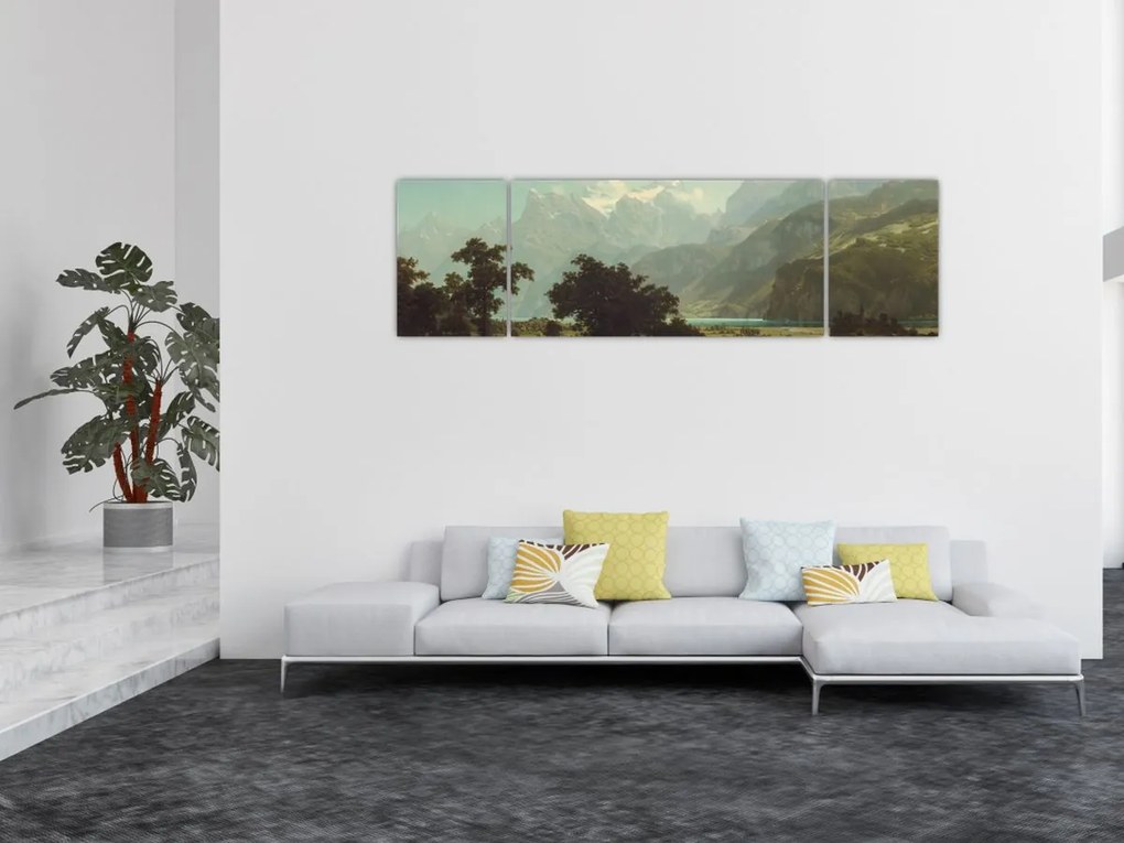 Obraz - Albert Bierstadt, Lake Lucerne, reprodukcje (170x50 cm)