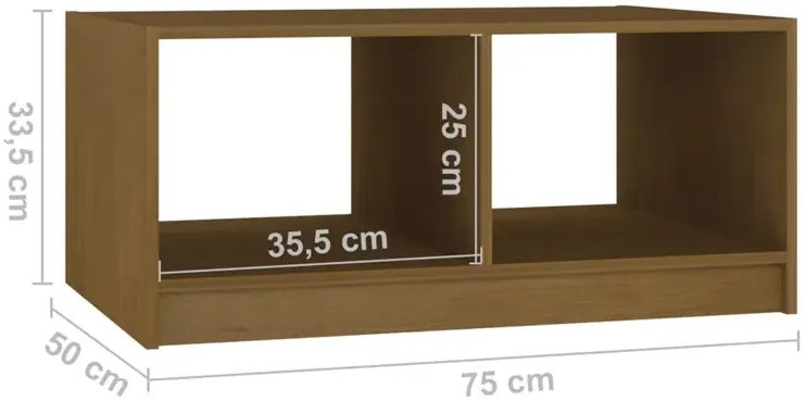 Stolik kawowy z półkami miodowy brąz - Lacar 3X
