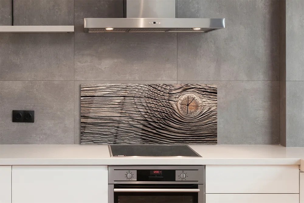 Panel szklany do Kuchni Słoje Drewna w Zbliżeniu