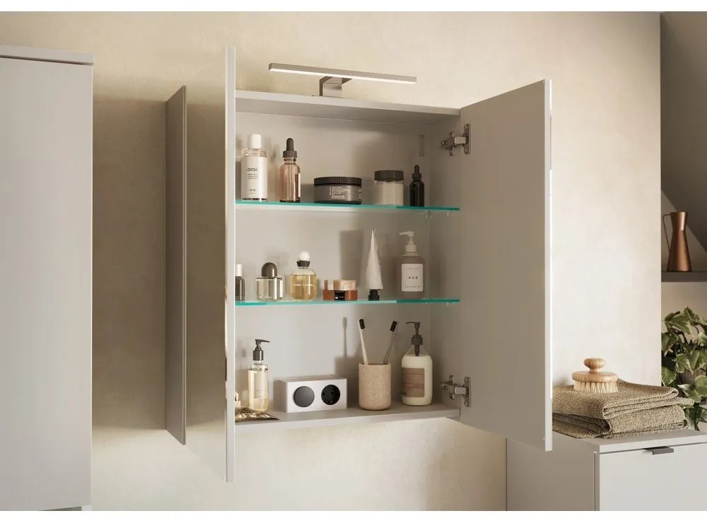 Kremowa wisząca/z lustrem szafka łazienkowa 60x71 cm Arcena – Germania