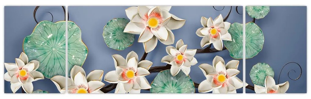 Obraz lilii wodnych (170x50 cm)