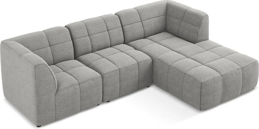 Szary narożnik z materiału bouclé (prawostronny/z szezlongiem) Aloha – Makamii