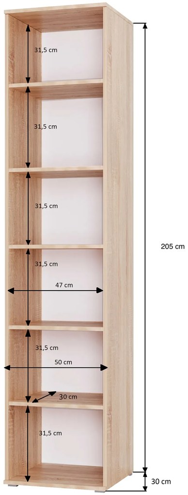 Nowoczesny regał wysoki 50 cm dąb craft złoty N7-M97
