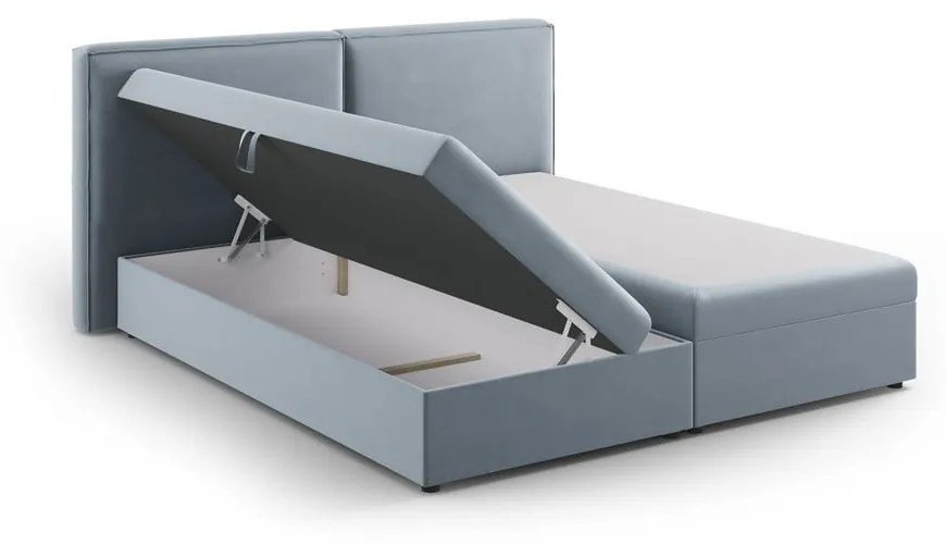 Jasnoniebieskie łóżko boxspring ze schowkiem 160x200 cm Arendal – Cosmopolitan Design