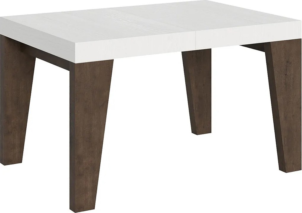 Stół rozkładany 90x130/234 cm Naxy Mix Blat jesionowy biały - Nogi orzechowe