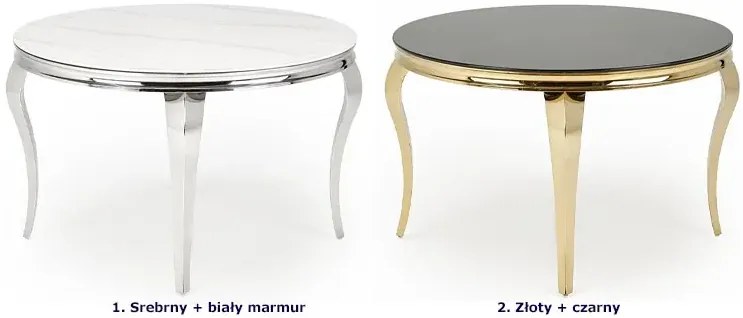 Okrągły stół w stylu glamour z czarnym szklanym blatem - Dalina