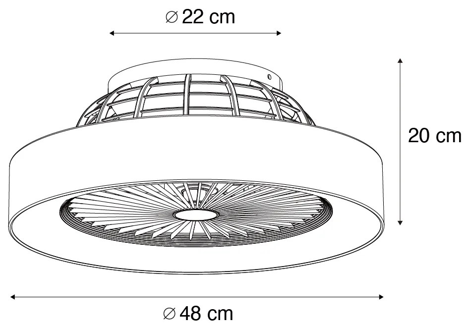 Czarny Wentylator sufitowy z lampą z efektem gwiazdy 47 cm z LED, ściemnialny, z pilotem - Emily Nowoczesny Oswietlenie wewnetrzne