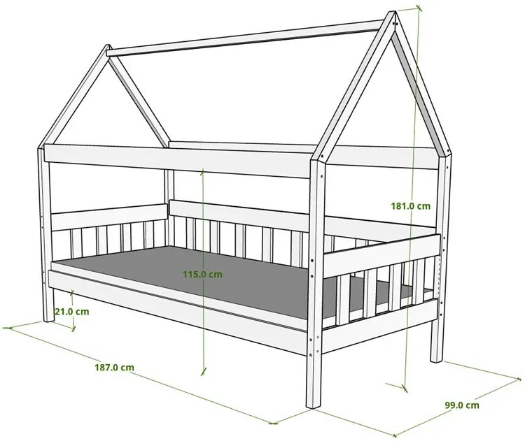 Pojedyncze łóżko dziecięce ze stelażem i szufladami, sosna T8-R12