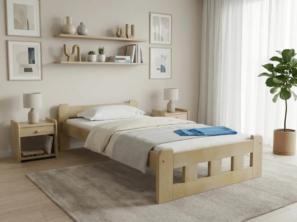 Łóżko Naomi podwyższone 90 x 200 cm, sosna Stelaż: Ze stelażem listwowym rolowanym, Materac: Materac Sommera