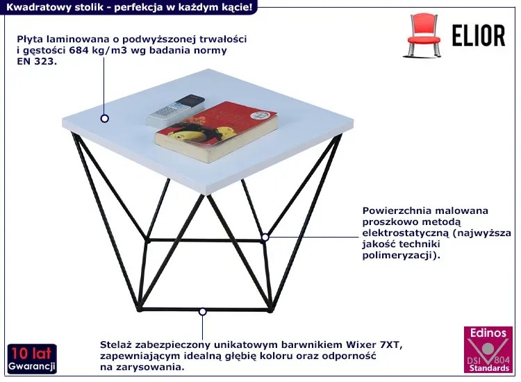 Minimalistyczny stolik kawowy biały + czarny - Galapi 5X