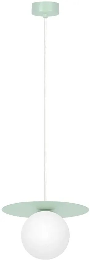 Zielona lampa wisząca z okrągłym szklanym kloszem - A679 L4-P34