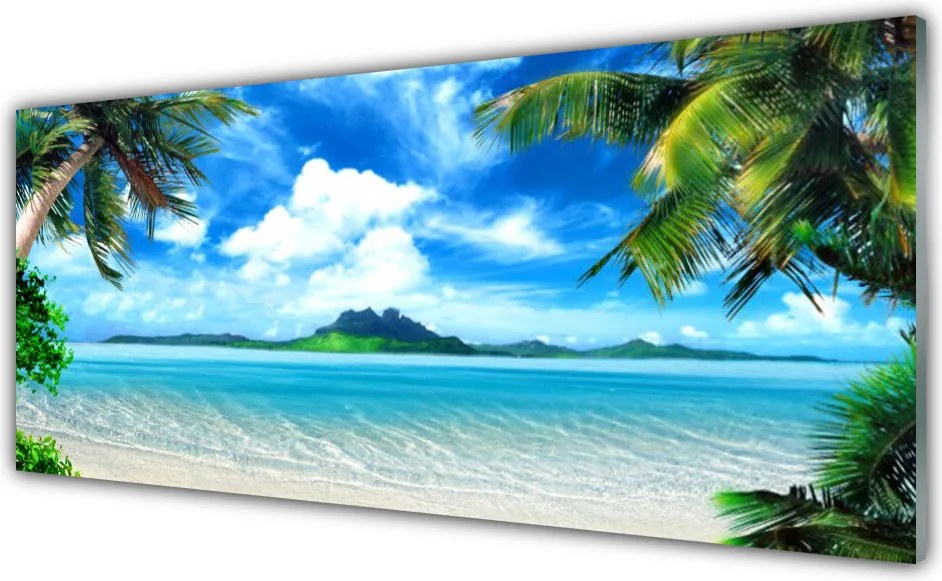 Szkło do Kuchni na Ścianę Tropikalna Plaża pod Palmami