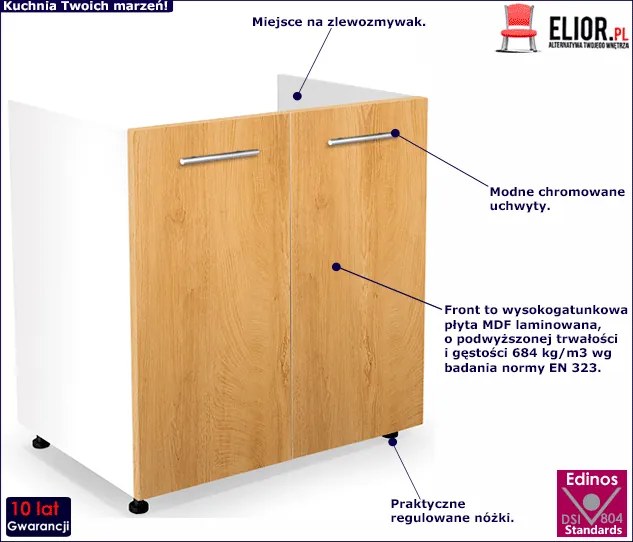 Szafka pod zlewozmywak dąb miodowy - Vokres 26X