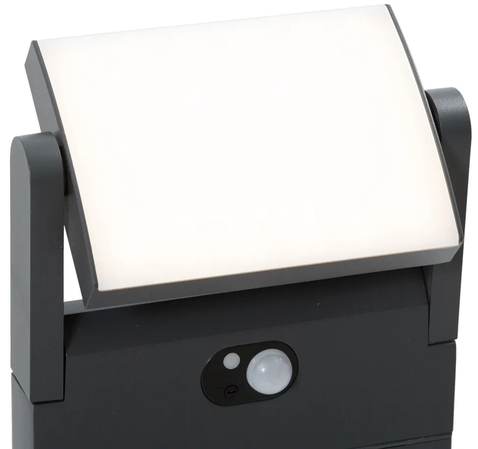 Zewnetrzna Zewnętrzna lampa słupkowa ciemnoszara z czujnikiem ruchu 60 cm IP54 Solarna - Judge Nowoczesny Oswietlenie zewnetrzne