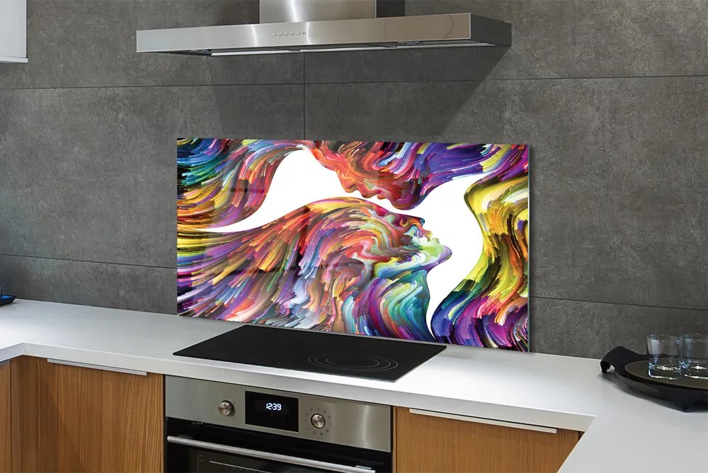 Panel nad Blat Kuchenny Abstrakcyjny Obraz Twarzy