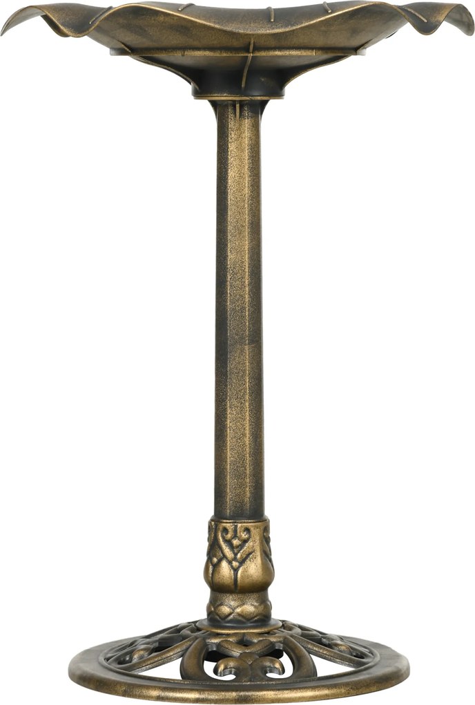 Outsunny Kąpielisko dla Ptaków z Podstawką 71cm Karmnik Wodny Liść Lotosu dla Dzikich Ptaków Brąz | Aosom PL