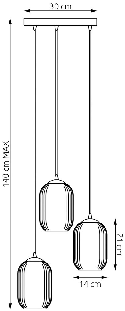 Potrójna industrialna lampa wisząca - D163-Cavisa