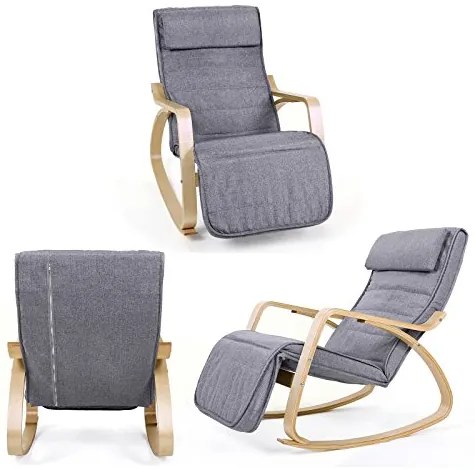 Fotel bujany SWING, max obciążenie 150kg, 67x115x91cm, szara SongmicsHome