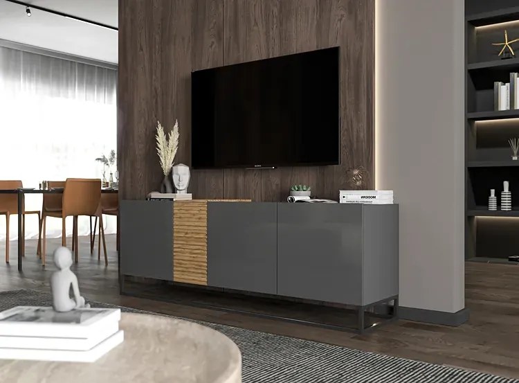 Stojąca szafka rtv grafit połysk D3-N21