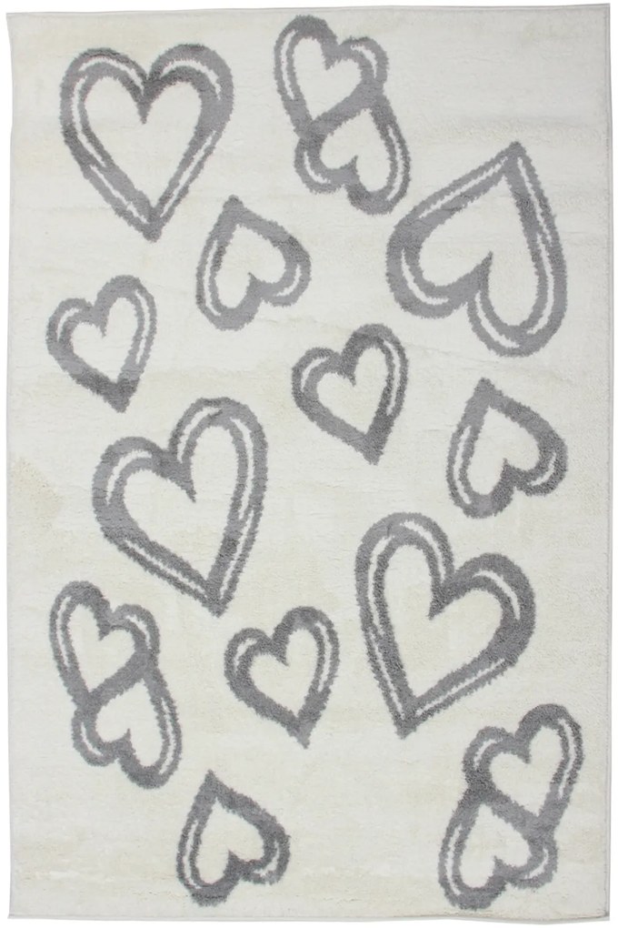 Dywan Merlin Serduszka Biały/szary 133x190 Prostokąt