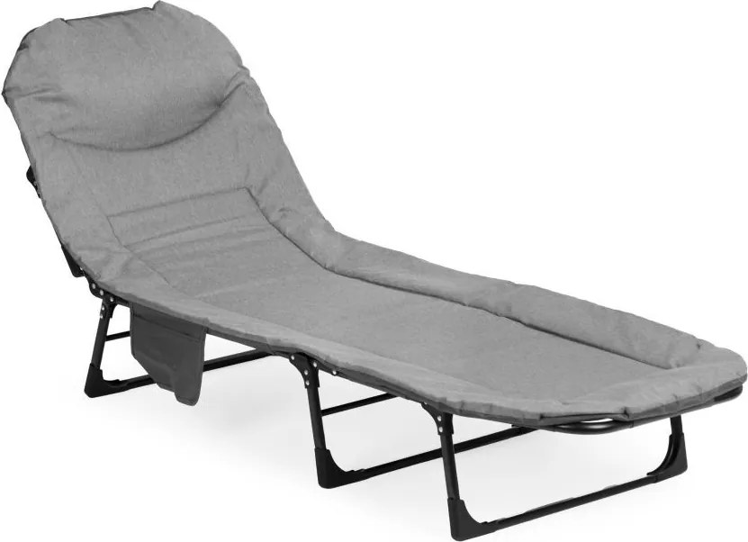 Leżanka turystyczna Venturo - składane łóżko polowe na camping, kolor szary