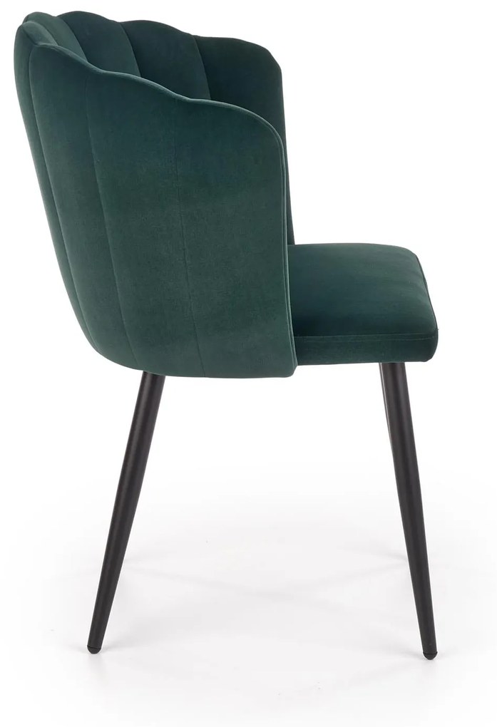 L386 krzesło ciemny zielony, muszla, tapicerowane, velvet, glamour