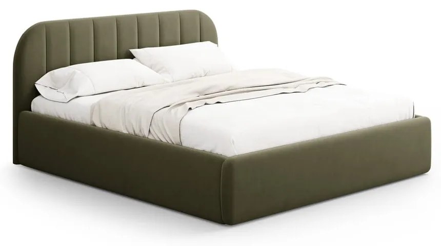 Zielone tapicerowane łóżko dwuosobowe ze schowkiem ze stelażem 160x200 cm Juno – Windsor &amp; Co Sofas
