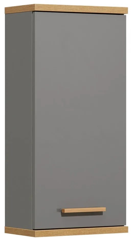Szara wisząca szafka łazienkowa w dekorze dębu 35,5x74,5 cm Quickset 924 – Pelipal