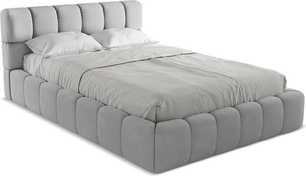 Łóżko 160 x 228 - z tkaniny szenilowej - jasny szary - NALU