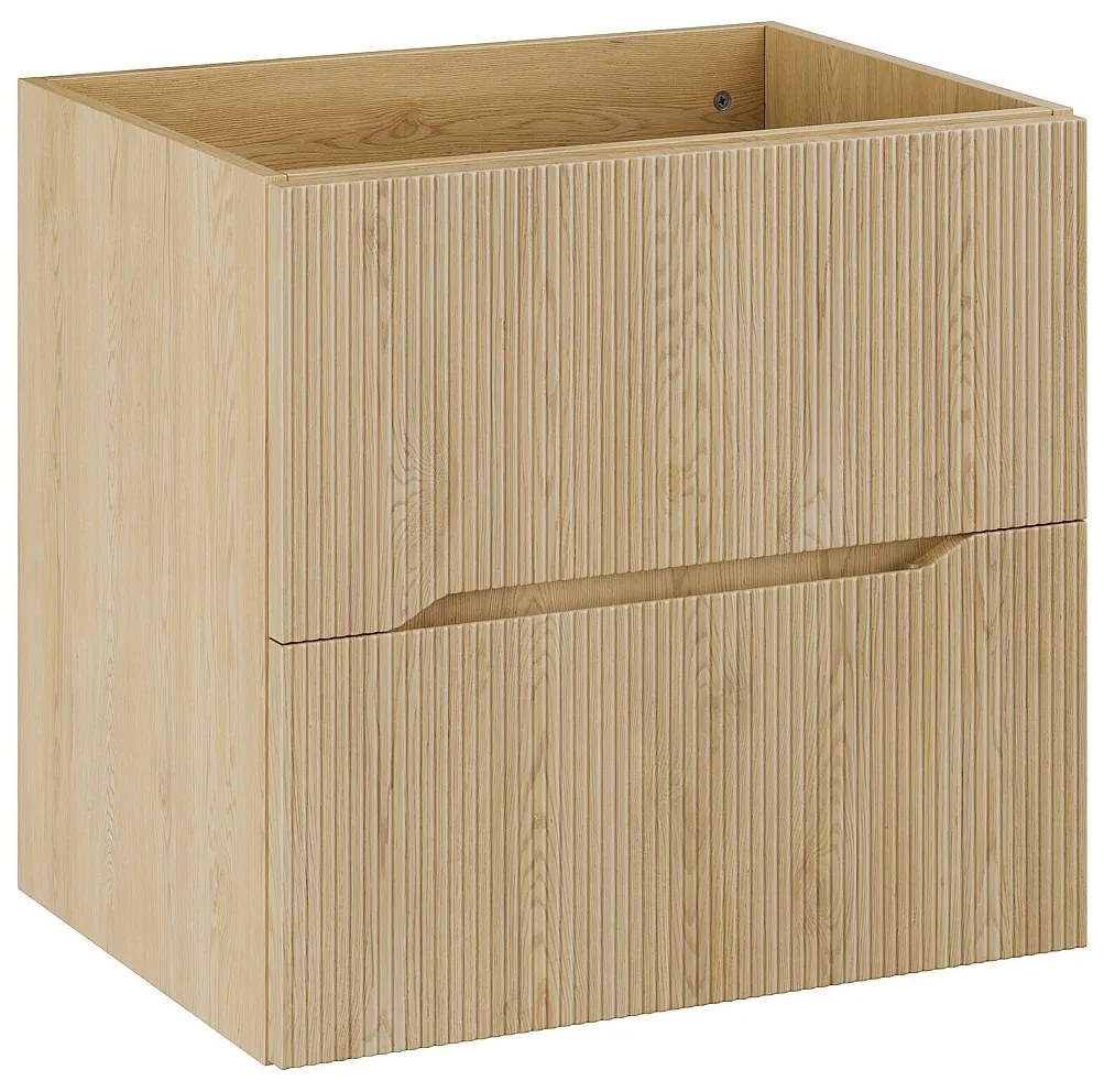 Podwieszana szafka pod umywalkę prążkowana - Jasny naturalny - Szer. 60 cm - ORISO