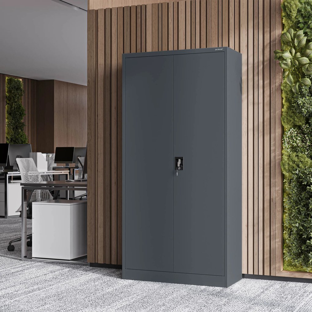 Szafa gospodarcza metalowa DAWID, 900 x 1850 x 450 mm, antracytowa