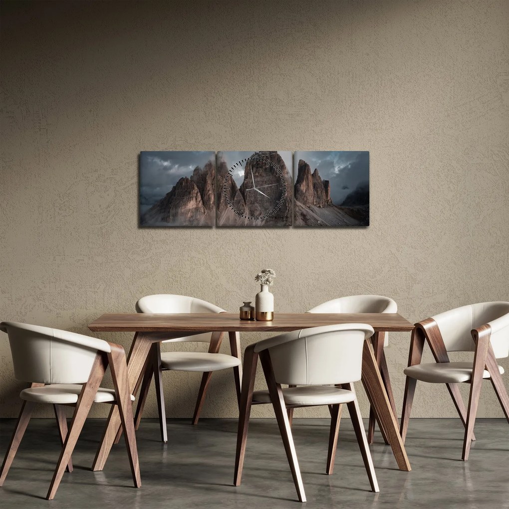 Obraz - Trzy Zęby, Włoskie Dolomity (z zegarem) (90x30 cm)