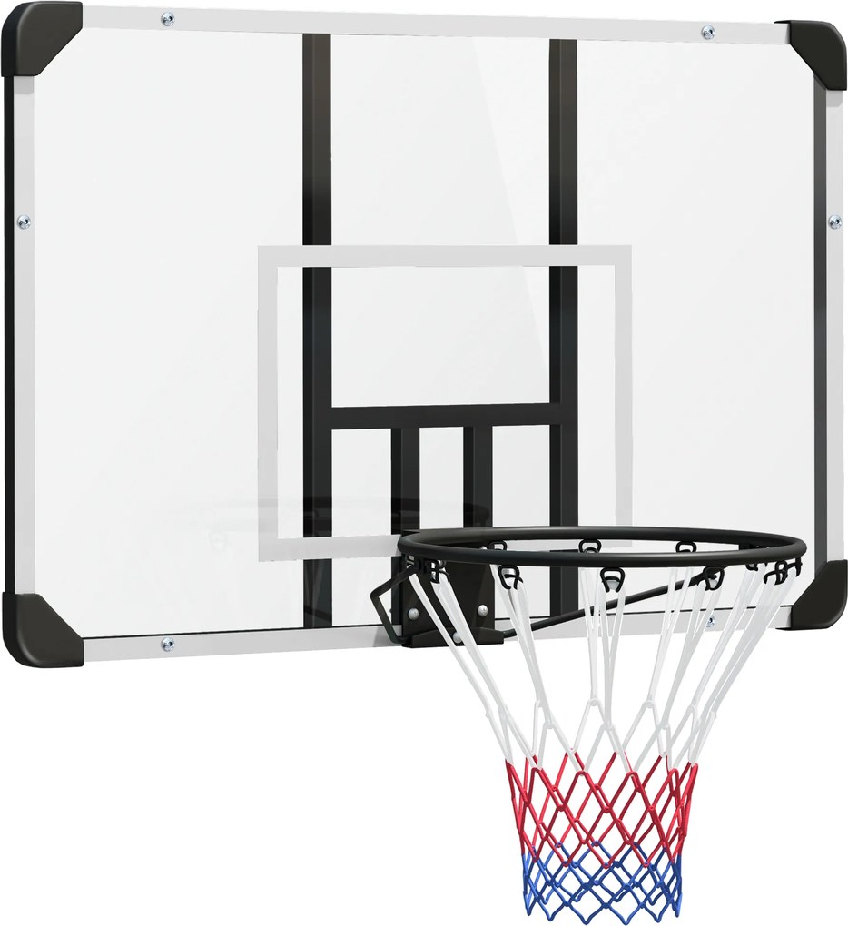 SPORTNOW Kosz do koszykówki z niełamliwą tablicą, regulowany, Indoor &amp; Outdoor, stalowa rama, Czarny