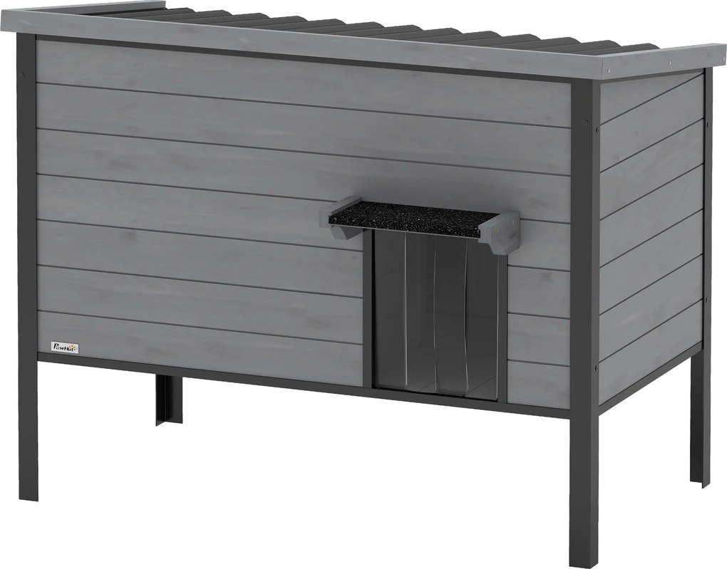 PawHut Wodoodporny domek dla kota z otwieranym dachem i wyjmowaną podłogą, wejście, dla 1-2 kotów do 12 kg, 85x55x70 cm, Jasnoszary | Aosom PL