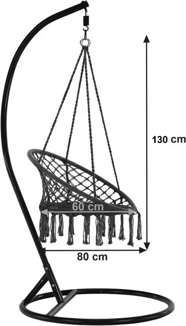Szare wiszące krzesło KOLUMBIA z poduszką