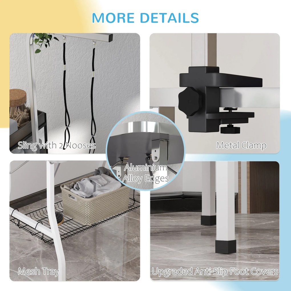 PawHut Stół do Pielęgnacji Psów z Regulowanym Ramieniem, Półką, Antypoślizgową Powierzchnią, 90 x 60 x 76 cm, Czarny