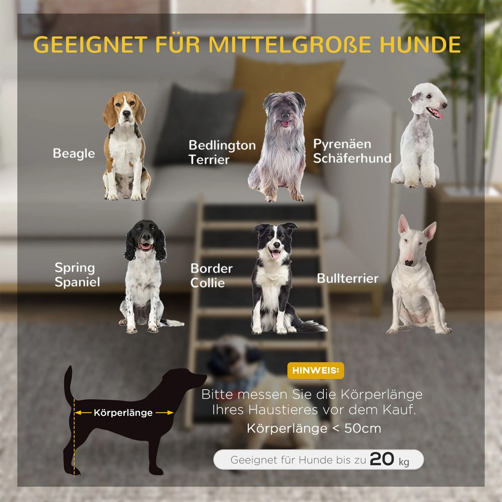 PawHut Rampa dla psów z regulacją kąta do 30° Wygodna rampa dla zwierząt Naturalny szary | Aosom PL