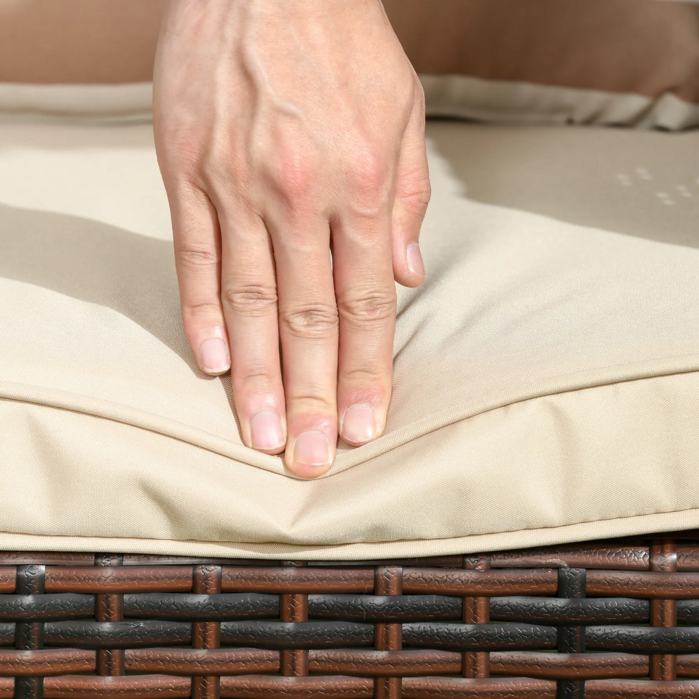 Outsunny Rattanowa sofa ogrodowa 3-osobowa do ogrodu z poduszkami stal kolor brązowy