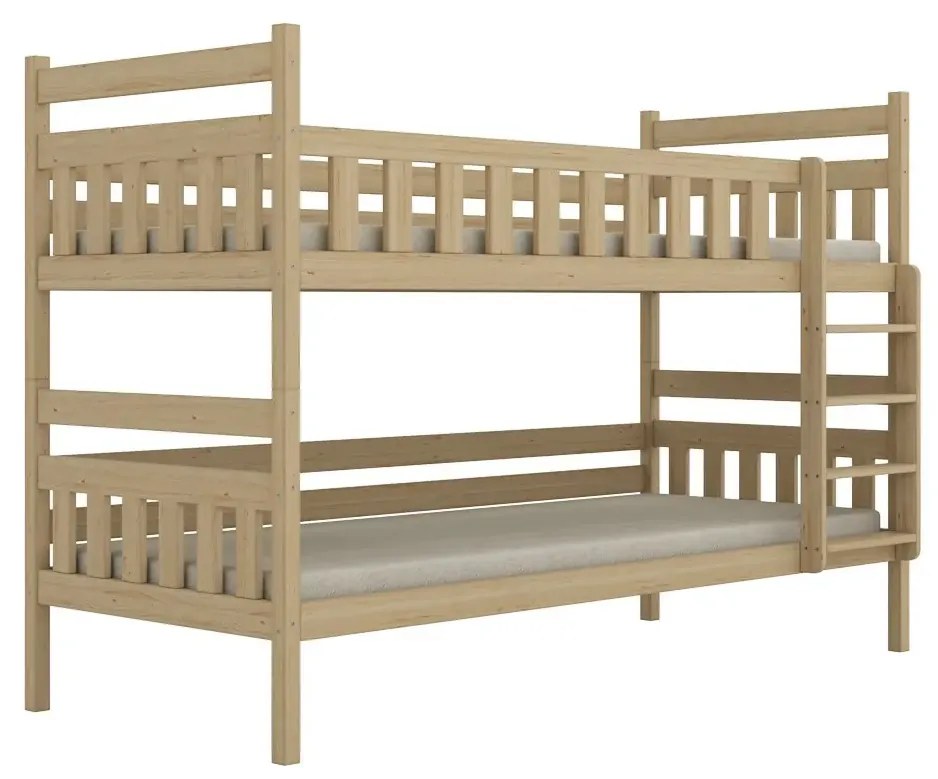 Łóżko piętrowe BARTEK 180x80 sosna lakierowana drewniane trzyosobowe z szufladami KOCOT KIDS