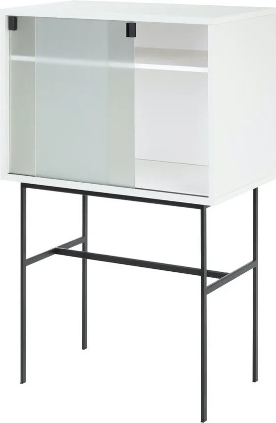 Szarobeżowa witryna z drzwiami przesuwnymi 70x109x40 cm Lekko – noo.ma