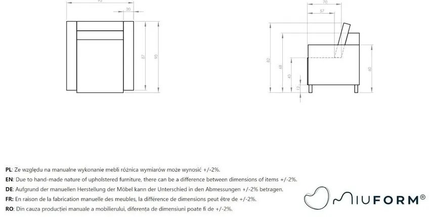 Szary sztruksowy fotel Lofty Lilly – Miuform