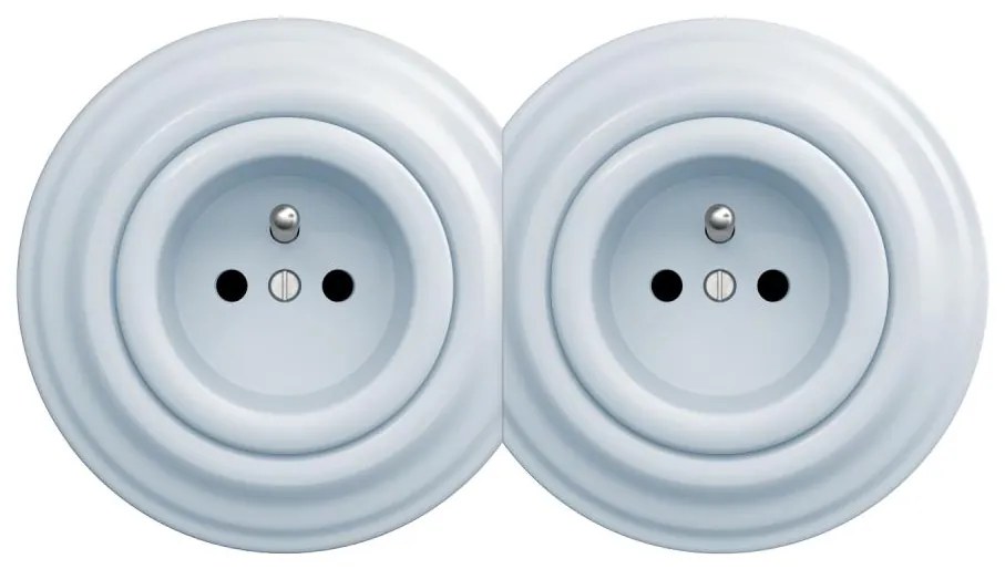 Kliklap - Podwójne retro gniazdo z ramką 230 V, niebieskie