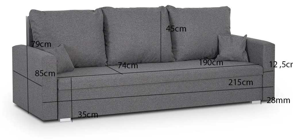 Sofa kanapa 3 os z funkcją spania MONDO Cappuccino